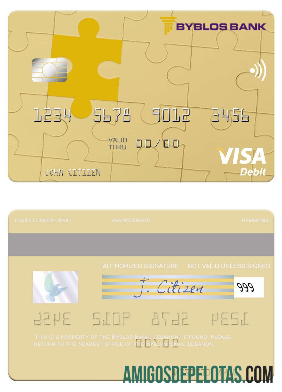 Lebanon Byblos Bank Visa Debit Card real example
